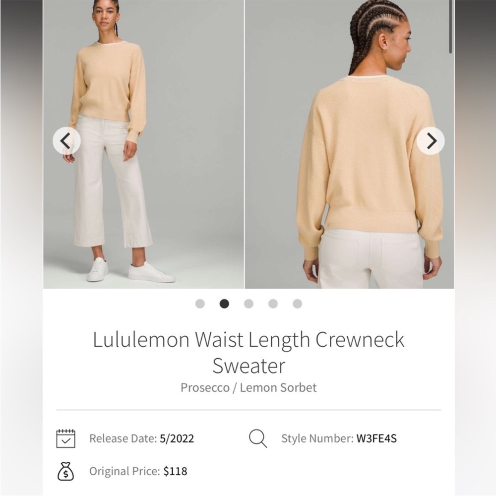 Lululemon Waist Length Crewneck Sweater